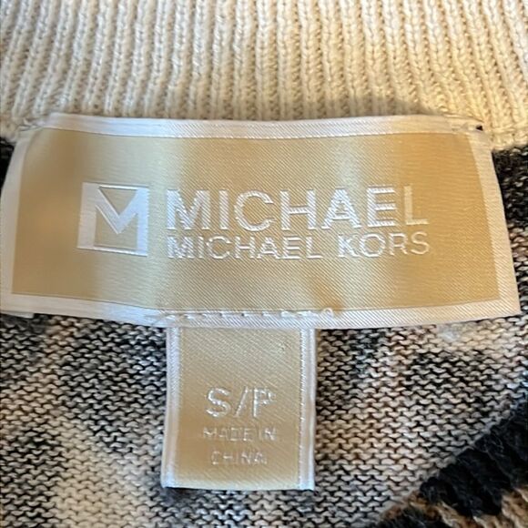 Michael Michael Kors Brown/Black Animal Print V Neck Sweater Size Small - Picture 10 of 11